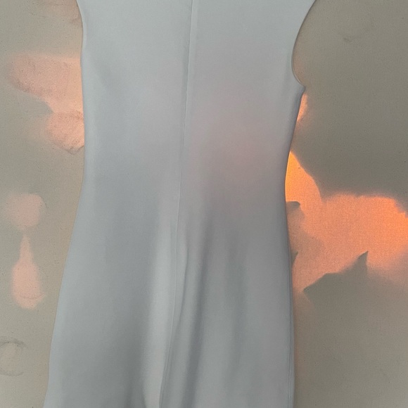 STUNNING CREAM WHITE COCKTAIL DRESS CAP SLEEVE W ASYMMETRICAL COLLAR - Picture 5 of 6